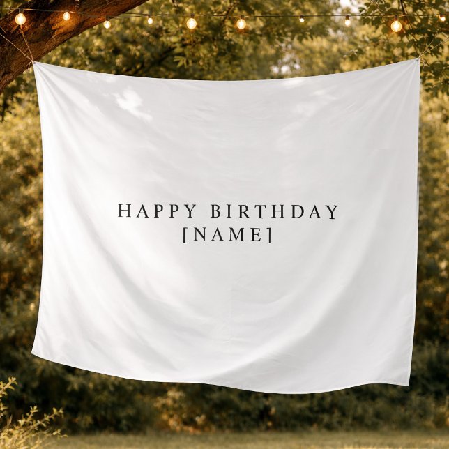 Tenture Drapeau de nom d'anniversaire personnalisé Simple  (Personalized Birthday Name Flag Simple Minimalist Tapestry)
