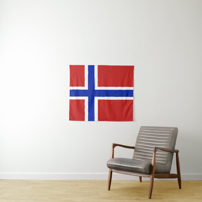 Tenture Drapeau de Norvège Petit scandinave (En situation (horizontale))