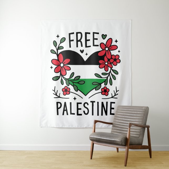 Tenture Drapeau de palestine libre (En situation)