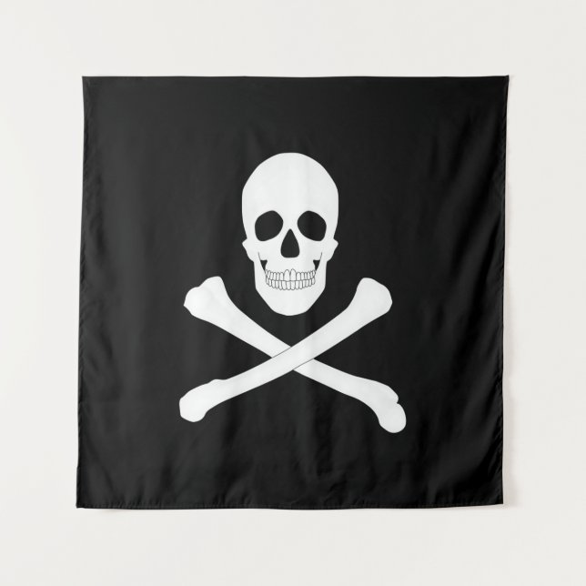 Tenture Drapeau de pirate (crâne et os croisés) (Jolly rog (Devant)