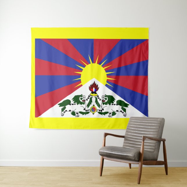 Tenture Drapeau du Tibet (En situation (horizontale))