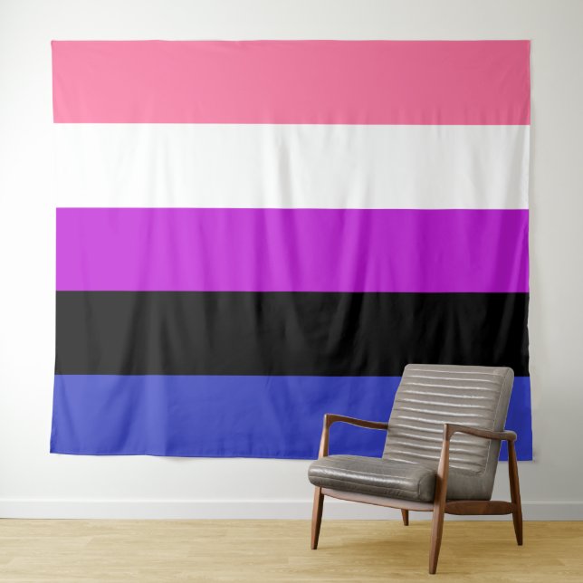 Tenture Drapeau Genderfluid Extra Large LGBT (En situation (horizontale))