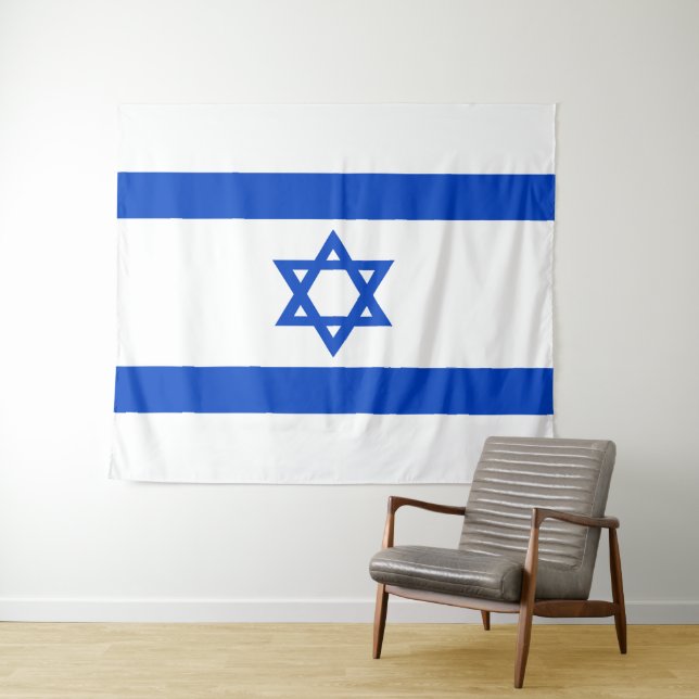 Tenture Drapeau Israël étoile bleue de David (En situation (horizontale))