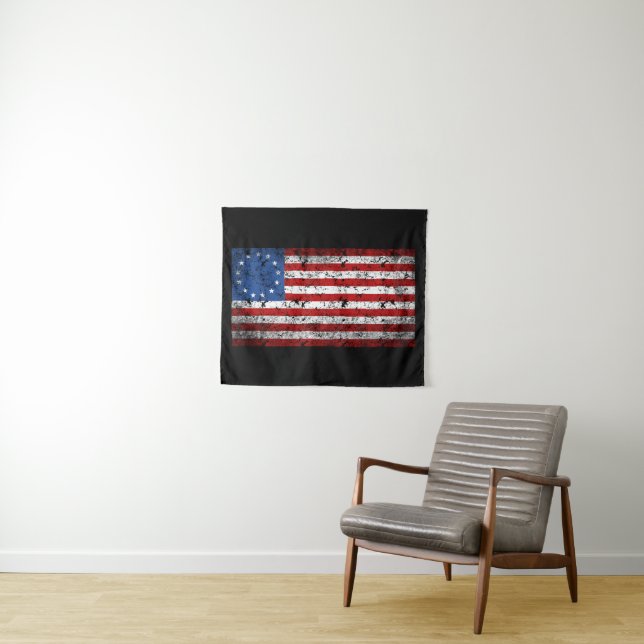 Tenture Drapeau léger Betsy Ross vintage (En situation (horizontale))
