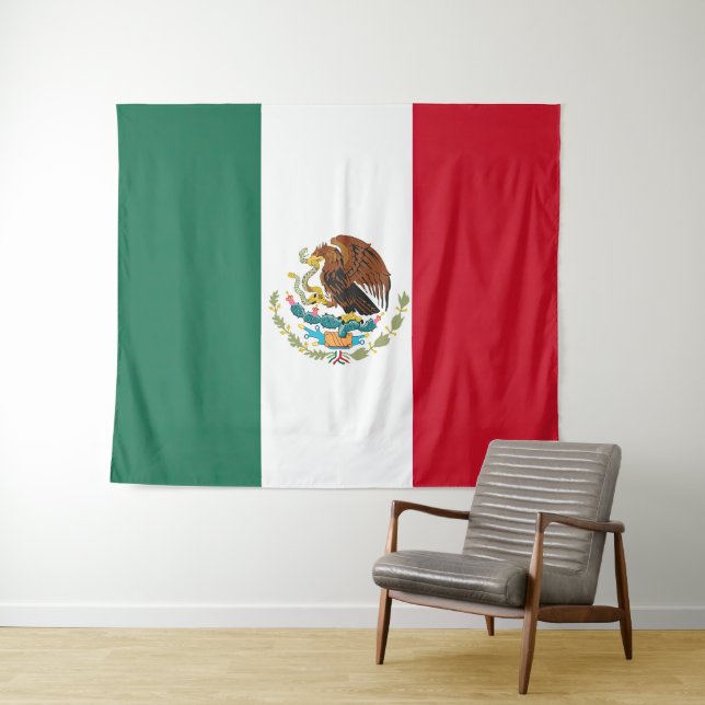 Tenture Drapeau Mexique Tricolore (En situation (horizontale))