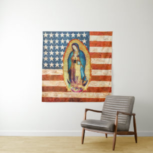 Tenture Drapeau Notre-Dame de Guadalupe & États-Unis