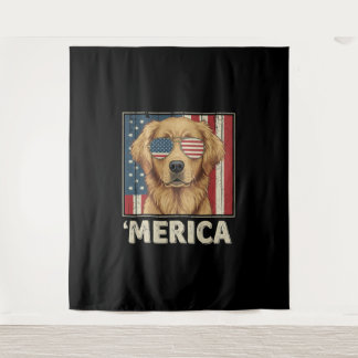 Tenture Drapeau vintage Golden Retriever 'Merica