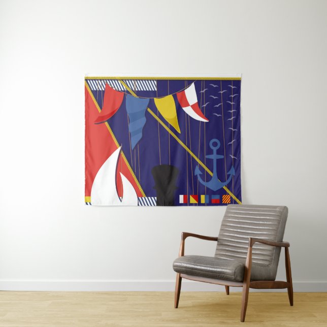 Tenture Drapeaux maritimes nautiques Couverture murale de  (En situation (horizontale))