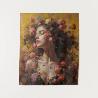 Tenture Dreamy Floral Goddess – Romantic Tapestry Wall Art