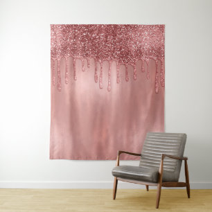 Tenture Dripping in Rose Gold Glitter Pretty Pink Drips