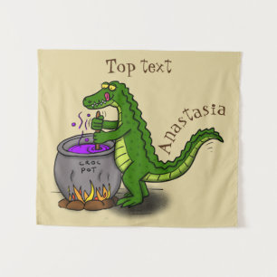 Tenture Drôle alligator vert cuisine dessin animé