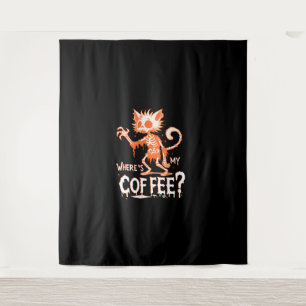 Tenture Drôle café de chat où est mon café_ Hilarious Hall