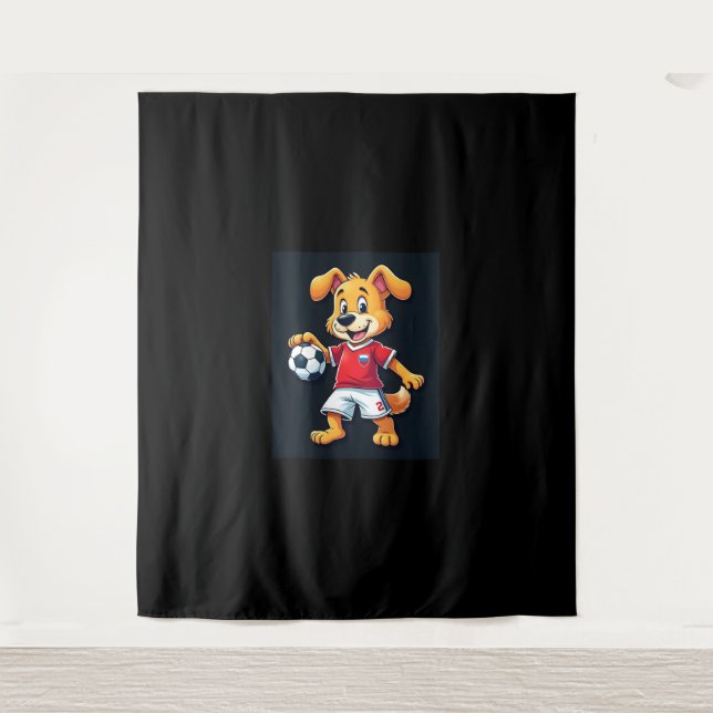 Tenture Drôle Dabbing Chien Russie Soccer Jersey Russe Foo (Devant)