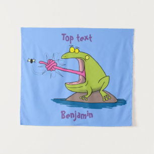 Tenture Drôle dessin animé de grenouille et mouche