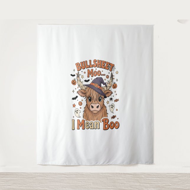 Tenture Drôle Halloween Vache Bullsheet Je Veux Dire (Devant)