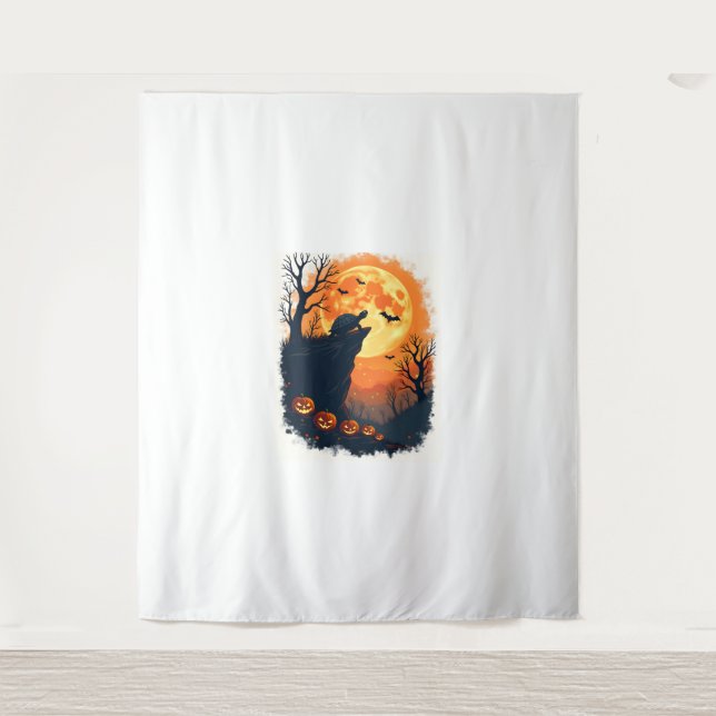 Tenture Drôle Tortoise Halloween Silhouette Tortois Éffray (Devant)