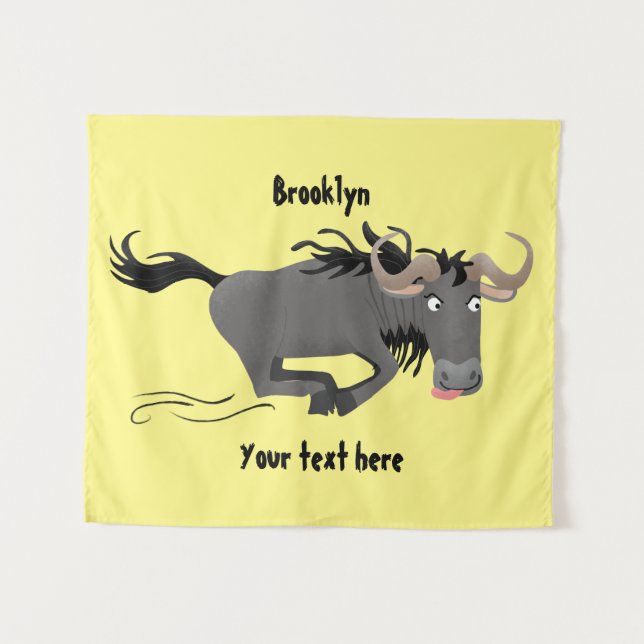 Tenture Drôle wildebeest tourner dessin animé illustration (Devant (Horizontal))