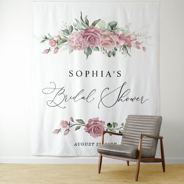 Tenture Dusty Pink Floral Bridal Shower (En situation)
