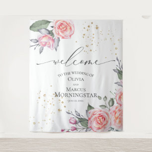 Tenture Dusty Rose Blush rose Floral Mariage Prop