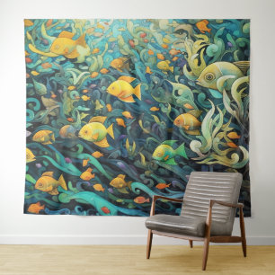 Tenture École de poissons de récif