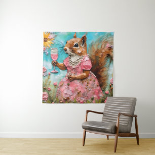 Tenture Écureuil en robe rose
