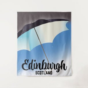 Tenture Edimbourg Ecosse poster de voyage parapluie
