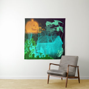 Tenture Éffrayant cimetière d'Halloween