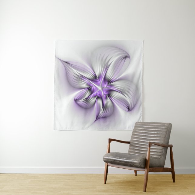 Tenture Élégance florale Art Abstrait Violet Fractal moder (En situation)