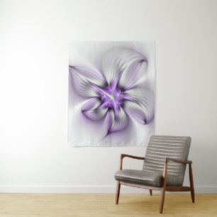 Tenture Élégance florale Art fractal violet abstrait moder