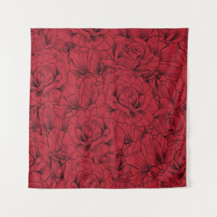 Tenture Élégance vintage des roses rouges