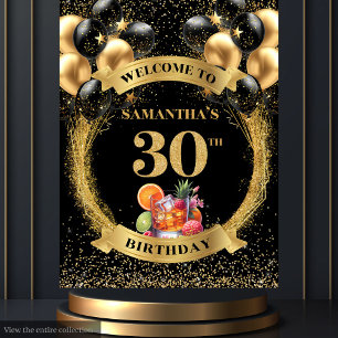 Tenture Elégant 30e anniversaire Black Gold Party Contexte