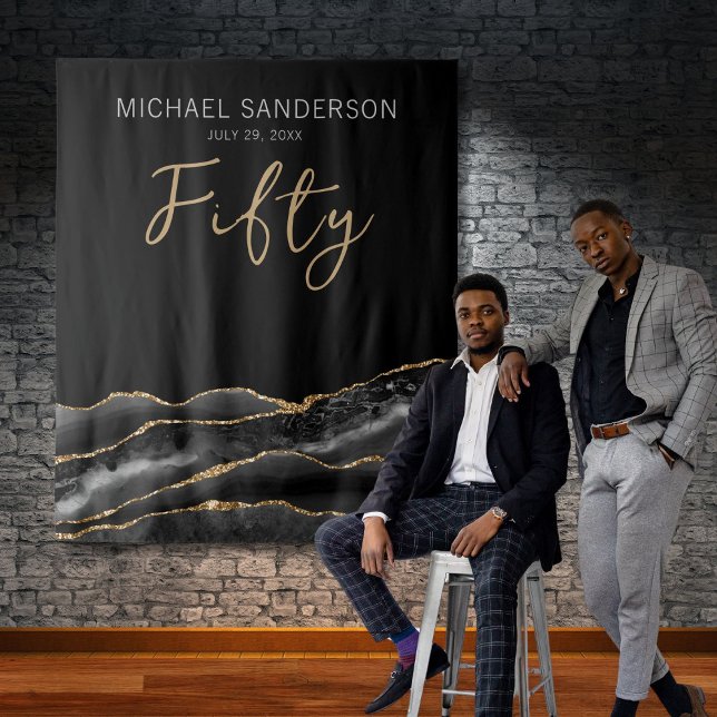 Tenture Elégant Black Gold Agate 50e Anniversaire fond (Créateur téléchargé)