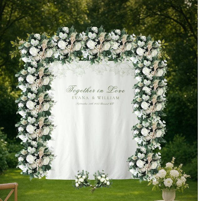 Tenture Élégant blanc Sage Green Backdrops bannière (Créateur téléchargé)