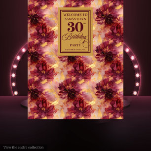Tenture Elégant Blush Bourgogne Gold 30e fête d'anniversai
