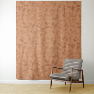 Tenture Élégant Brown Abstrait Feuilles d'automne Motif