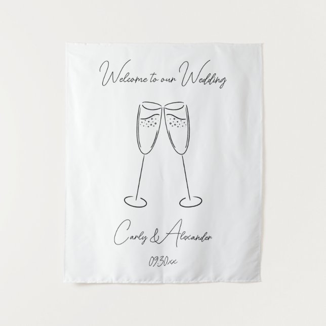 Tenture Elegant Champagne Glass Wedding Welcome (Devant)