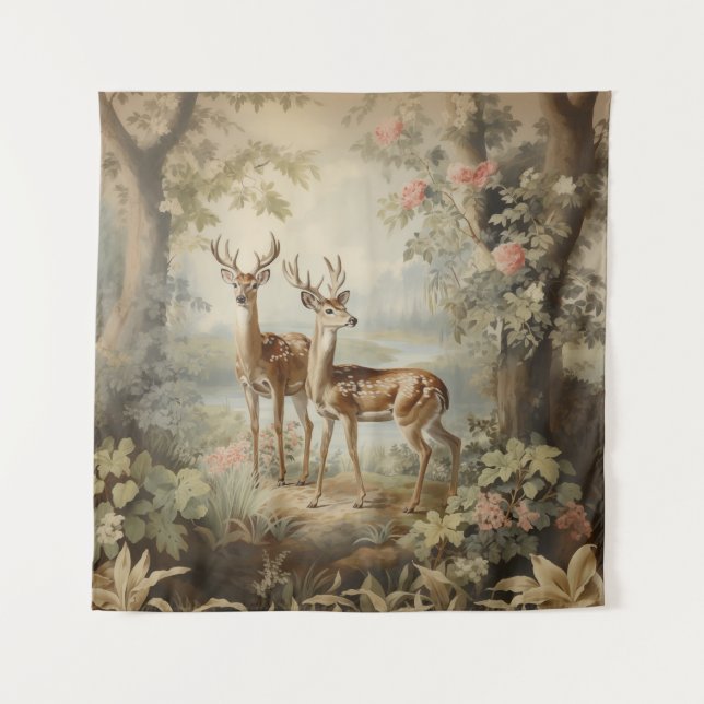 Tenture Élégant Deer Antique Woodland Wildlife (Devant (Horizontal))