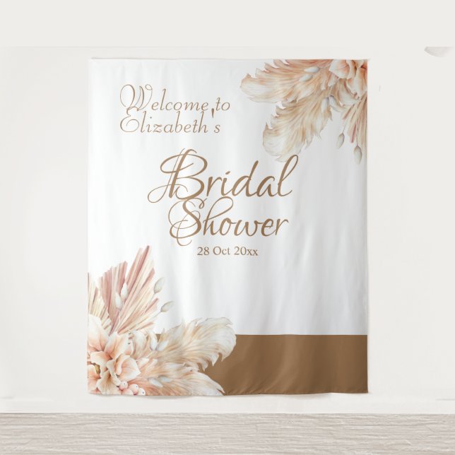 Tenture Élégant et tendance herbe de Pampas blanc marron (Devant)