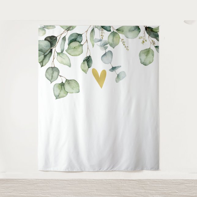 Tenture Elégant Eucalyptus Verdure Coeur Mariage fond (Devant)