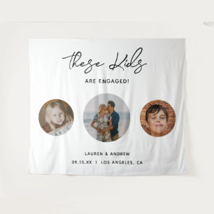 Tenture Elegant Funny Kids Photo Engagement Party Contexte