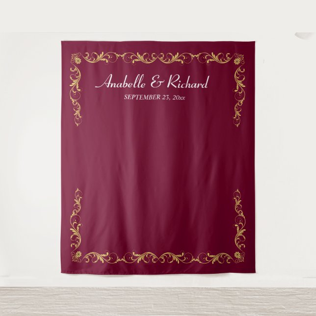 Tenture Elégant Mariage victorien Photo Booth Backdrop (Devant)