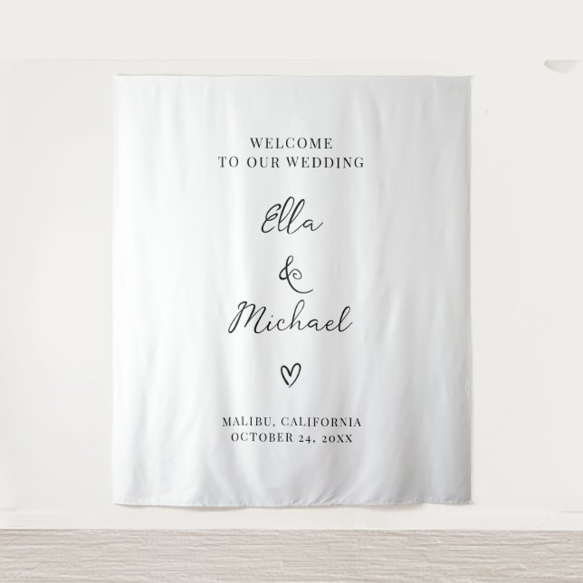 Tenture Elegant Minimalist Wedding Welcome Sign - Tapestry (Devant)