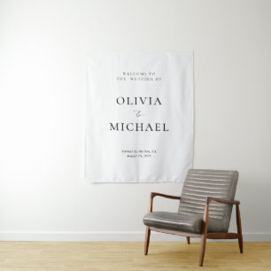 Tenture Élégant Minimaliste Bienvenue Mariage