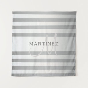 Tenture Élégant Monogramme Faux Gris Argent Gris Gris