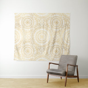 Tenture Élégant Motif blanc de tournesol Mandala Gold