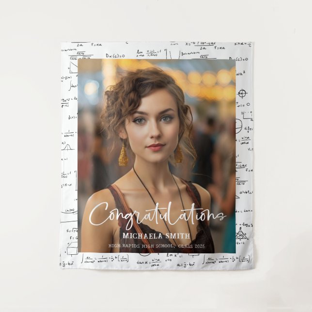 Tenture Elégant noir blanc math photo Graduation (Devant)