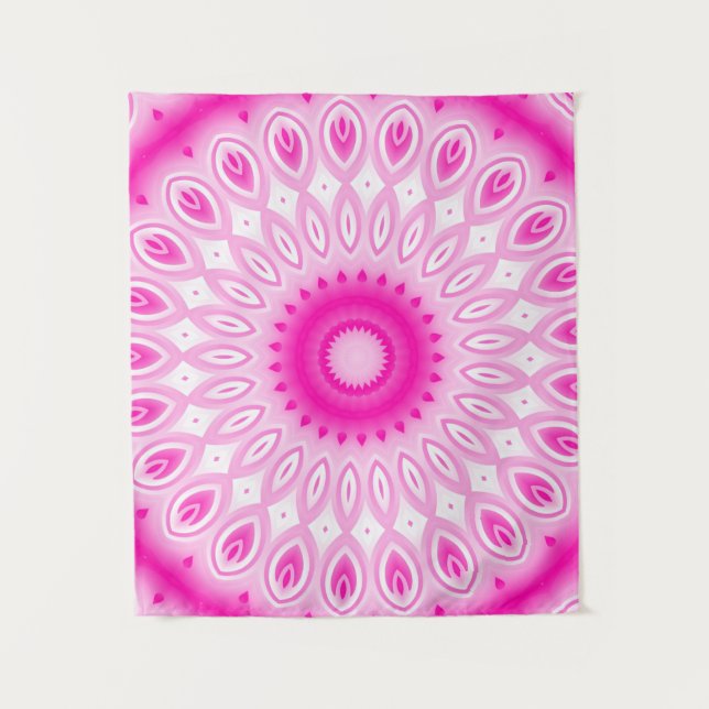 Tenture elegant pink white floral decor mandala pattern (Devant)