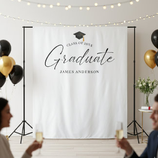 Tenture Elegant Script Graduation Party Photo Backdrop