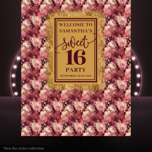 Tenture Elégant Sweet 16 Blush Burgundy Gold fond