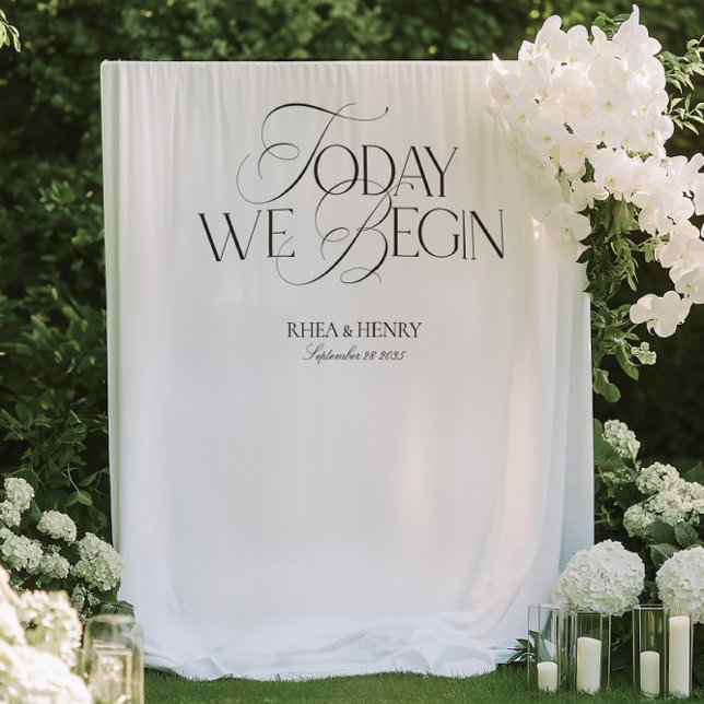 Tenture Elegant Today We Begin Wedding Welcome Banner (Elegant Today We Begin Wedding Welcome Banner Tapestry)